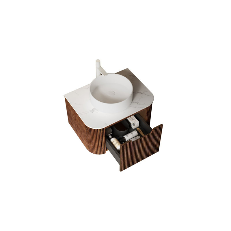 Meuble-lavabo de salle de bain avec lavabo, Noyer