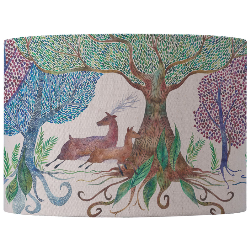 Cotton Round Lamp Shade ( Screw On ) in Multicolour, 21cm H x 30cm W x 30cm D