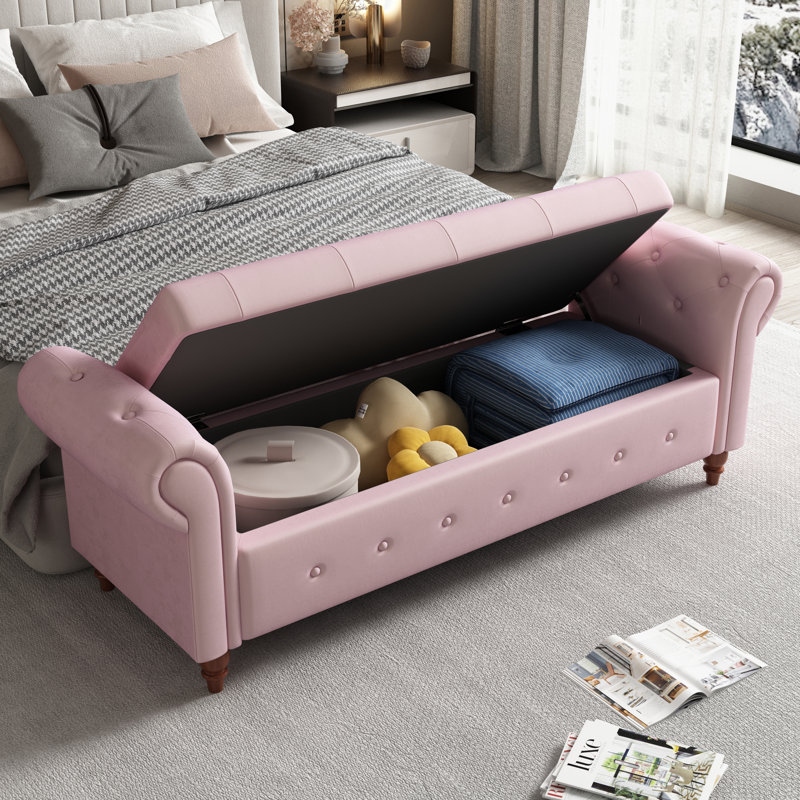 Banc, banc de lit, banc d'entrée Javelyn, Brun clair, Rose