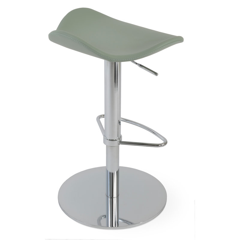 Falcon Piston Adjustable Height Swivel Bar Stool, Wheat, Brushed Steel