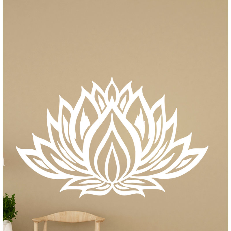 Autocollants muraux de lotus, H 36 po x l 57 po, Blanc