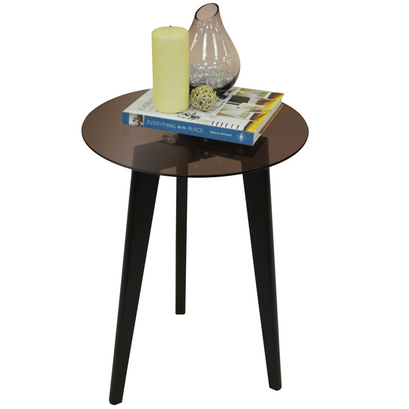 Glass Top End Table, Black, Tinted