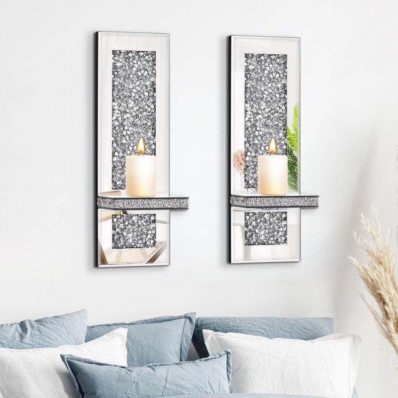 Ensemble de 2 appliques en forme de bougie en cristal
