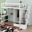 Lit mezzanine simple Kaizen avec bibliothèque, tiroirs, bureau et garde-robe-2069730880
