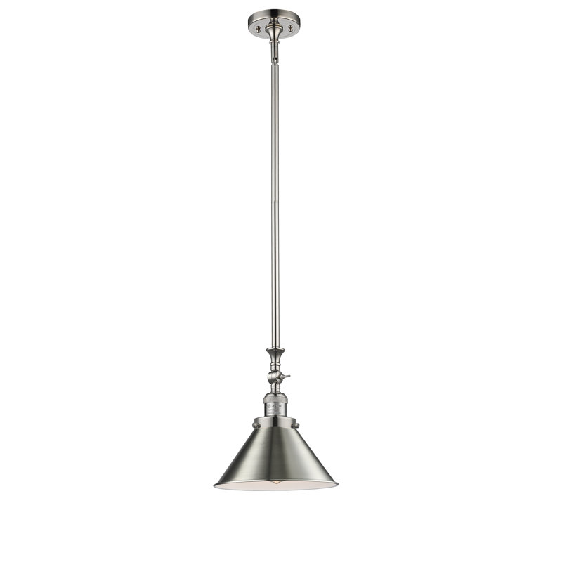 Luminaire suspendu conique 1 lumière Paylor, Ampoule non incluse, Nickel poli, Nickel poli