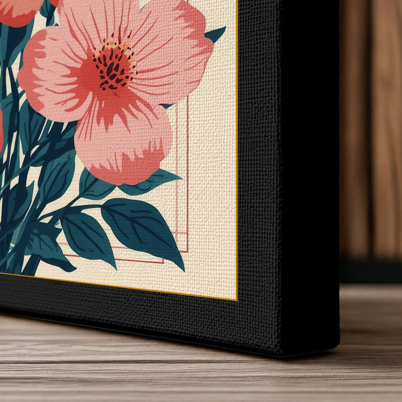 Carnation Bouquet Botanical - Wrapped Canvas, 24x16 - 61.0 x 40.6 cm, Black Border
