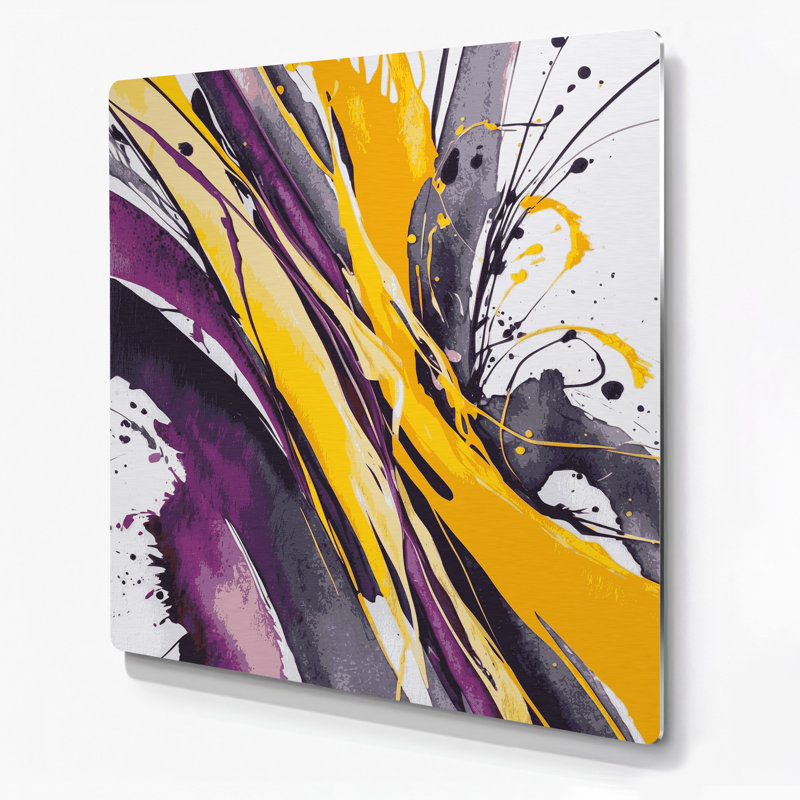 Aquarelle abstraite 83, art mural en métal mauve, H 12 po x l 12 po