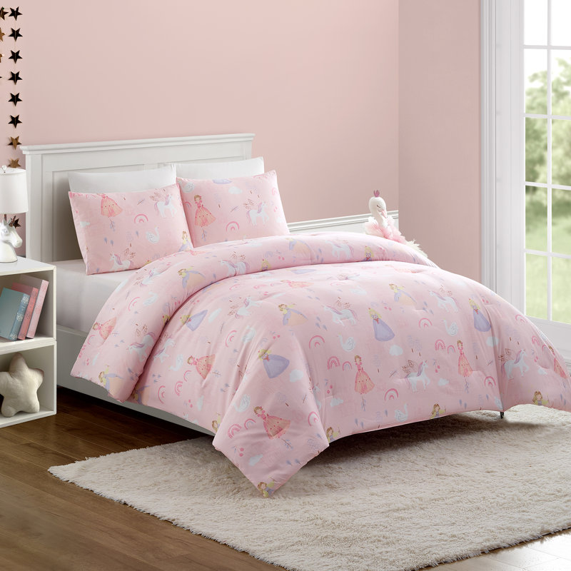 Fairytale Princess Pink Comforter Set, Full/Queen Comforter + 2 Standard Shams
