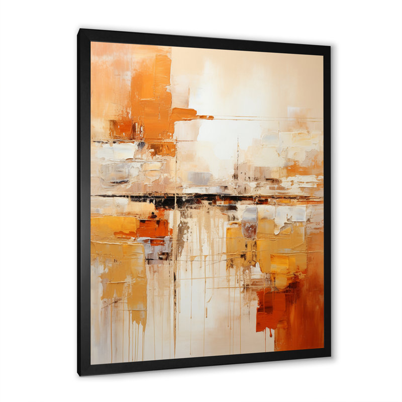 Glam Orange Beige Collage II - Fashion Framed Wall Art, 40" H x 30" W, Black Picture Frame