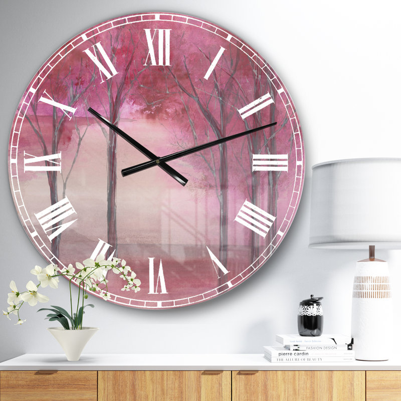 Pink Forest - Farmhouse Wall Clock, Small
