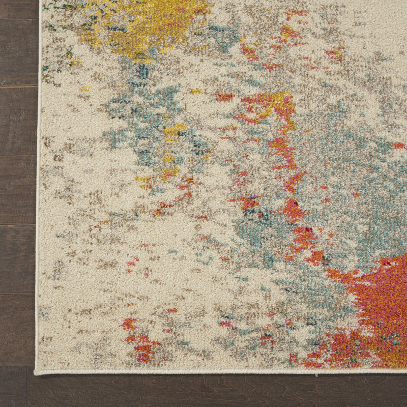 Tapis contemporain contemporain ivoire, Rectangle 10 pi x 14 pi