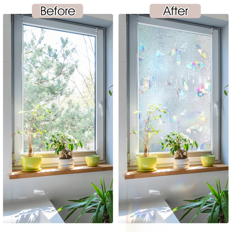 Rainbow Effect Vinyl Privacy Window Film with Irregular Prism Patterns