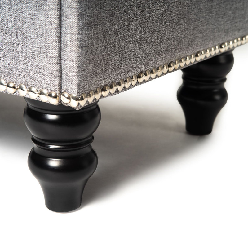 Larrabee 40cm Wide Rectangle Solid Colour Ottoman with Storage, Grey
