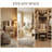 30" Fluted Vanity – 3-Color LED Mirror, Carved Details, 4 Drawers + Jewelry Hooks & Padded Rollers, Metal Legs, PU Stool, Vintage Yellow-Brown Finish