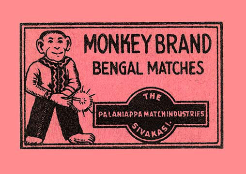 « singe brand », affiche rétro, H 28 po x l 42 po x P 1,5 po