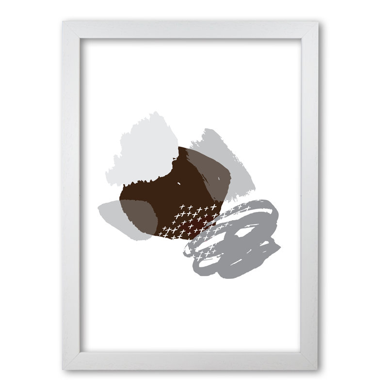 Grey and Black Mismatch Abstract 1 Piece Single Picture Frame Wall Art, 60 cm H x 42 cm W x 5 cm D, White Grain Frame