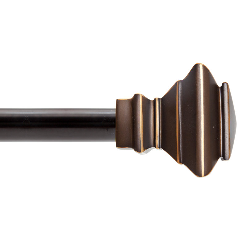 Antique Copper Adjustable Steel Curtain Rod with Decorative Finials