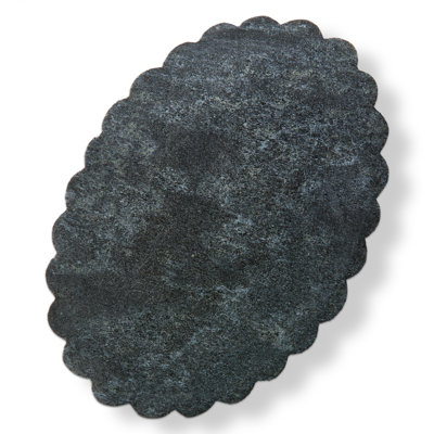 Everyday Black Marble Scalloped Oval Serving Board 13x9x0.75 in