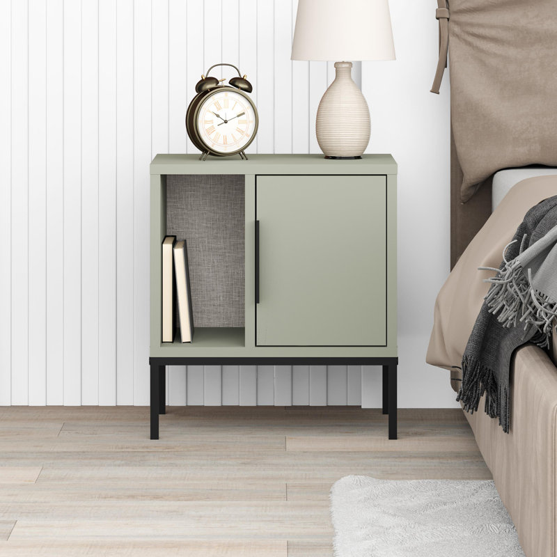 Lincolnville 45 cm W Bedside Table, Ash Green