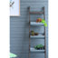 Jardinière pliable galvanisée et en bois 14,2 po x 7,5 po 70,9 po pour jardinage vertical de style montrez vos fleurs sélectionnées, cinq seaux sur une structure en forme, tons gris brun, design rustique, orientée vers l'extérieur