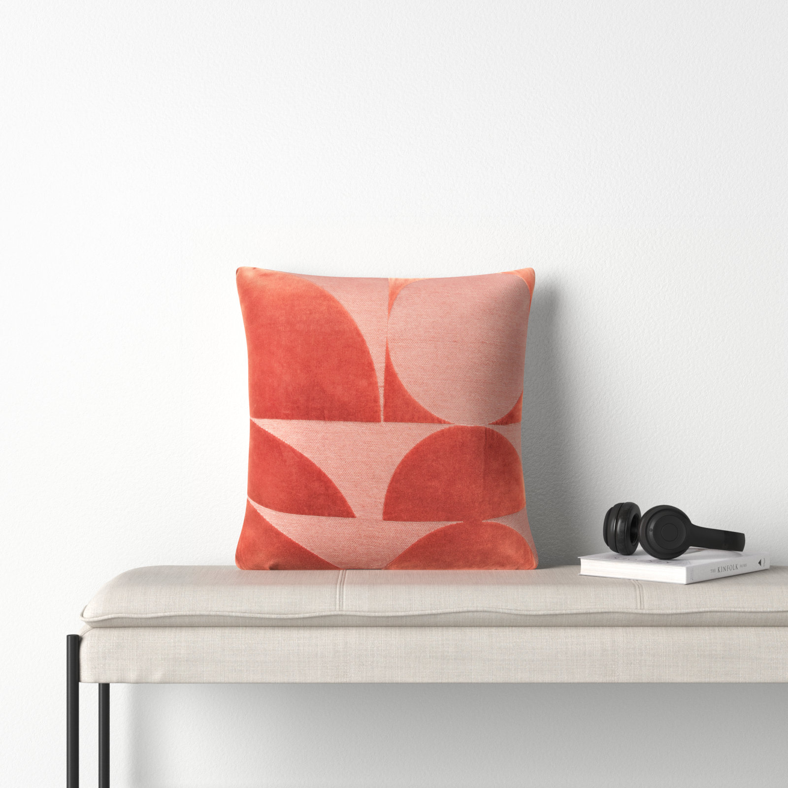 Joshelin 20" x 20" Embroidered Throw Pillow, Terra Cotta