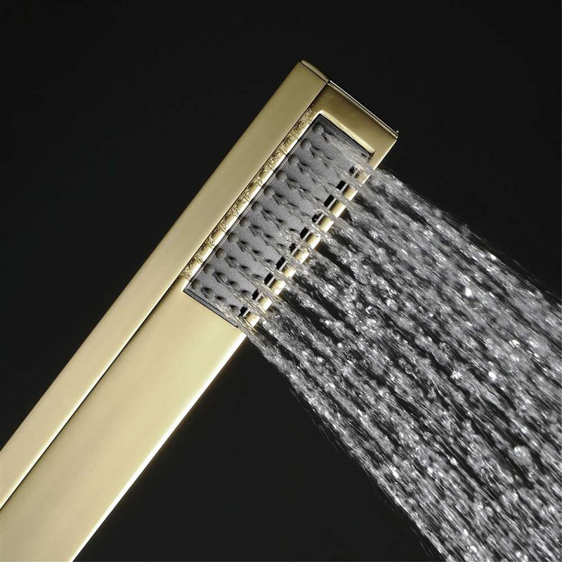 Agrigento Polished Gold Thermostatic Touch Panel Controlled LED Musical Recessed Ceiling Mount Mist Waterfall Rainfall Shower System with Hand Shower