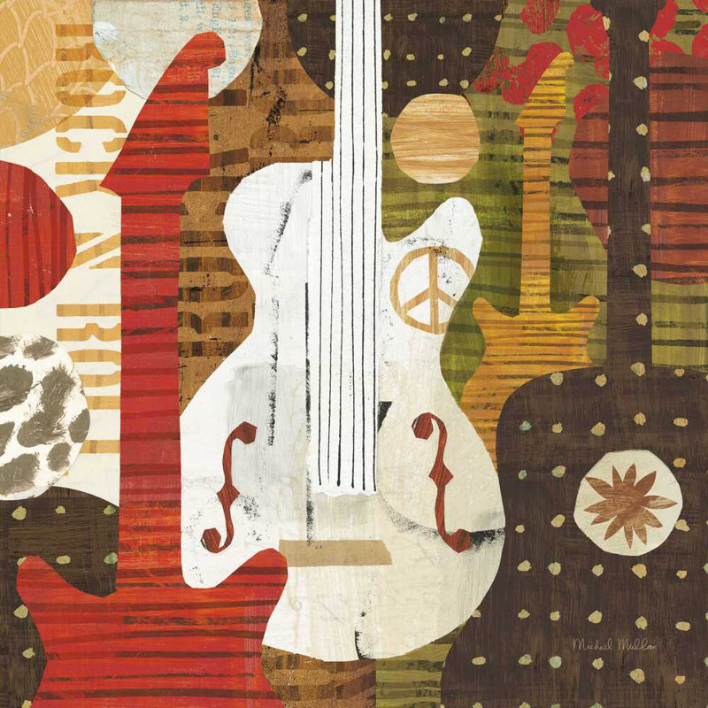 «Rock N Roll Guitars» par Michael Mullan - peinture sur toile tendue, H 36 po x l 36 po x P 1,25 po