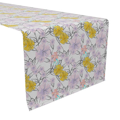 Rectangular Floral Cotton Twill Table Runner