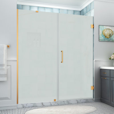 Porte de douche à charnière sans cadre avec verre StarCast l 72,25 - 73,25 po x H 80 po Belmore XL