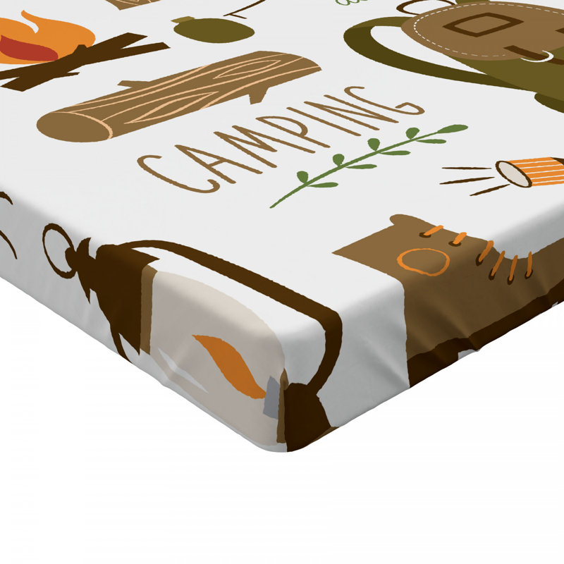 Twin Multicolor Microfiber Camping Print Fitted Sheet
