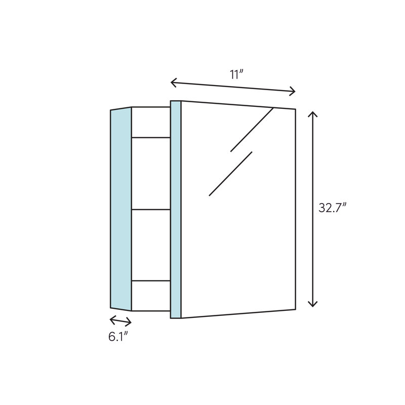 Pika Mirrored Medicine Cabinet, 32.7" H x 11" W x 6.1" D
