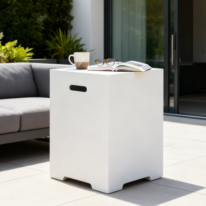 Table d'extérieur à réservoir dissimulé de 20 lb, Blanc