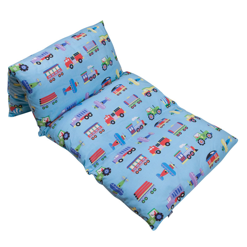 Trains, Planes & Trucks Blue Cotton Polyester Kids Floor Pillow Lounger