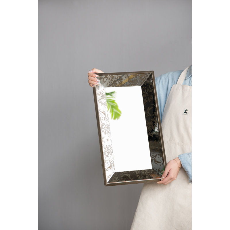 Miroir vintage rétro avec plateau décoratif et verre de haute qualité