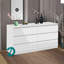 Commode double 6 tiroirs pour le couloir de la chambre à coucher, blanc