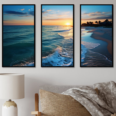 Tranquil Shores Sunset Beach Horizon II - art mural plage