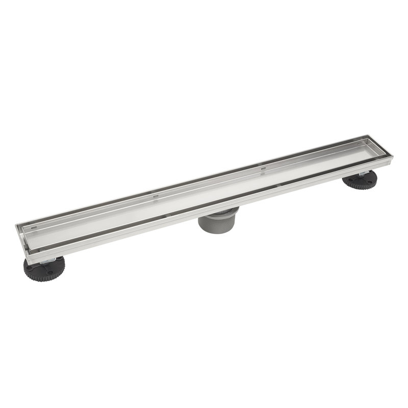 Drain de douche linéaire 36 po avec grille à carreler, Nickel brossé