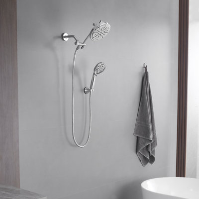 Rainfull 7 In. 8-Spray Patterns Dual Wall Mount Dual Shower Heads And Handheld Shower Head 2.5GPM In Matte Black