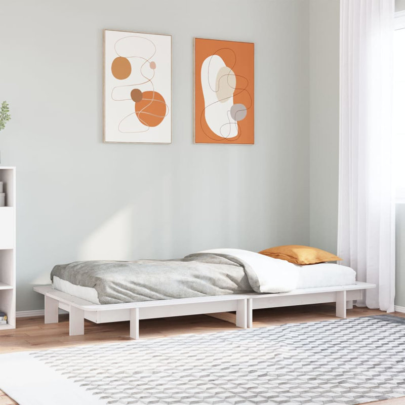 Bed Frame Without Mattress Solid Wood Pine, Single (3'), Wax Brown