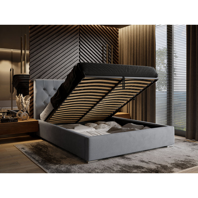 Farnham Upholstered Storage Bed, Bordeaux Red, 140 x 200cm