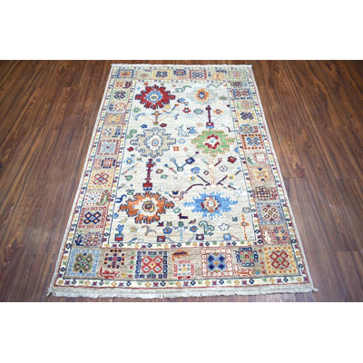 Transitional One-of-a-Kind Rectangle 3'10" x 6 Rectangle Wool Area Rug in Green and Red