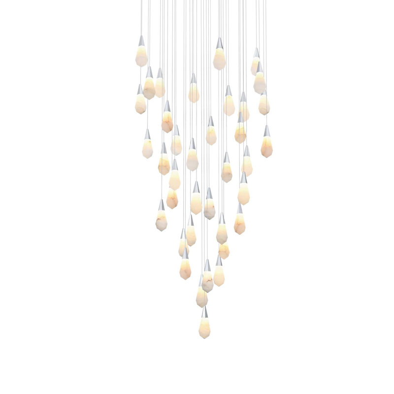 Lustre Belab 48 po Belote, H 10 po x l 48 po x P 48 po, Chrome chrome, 37 lumières