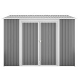 8 pi L 6 pi. D Abri de rangement en métal à deux entrées et trois portes avec trousse de fondation