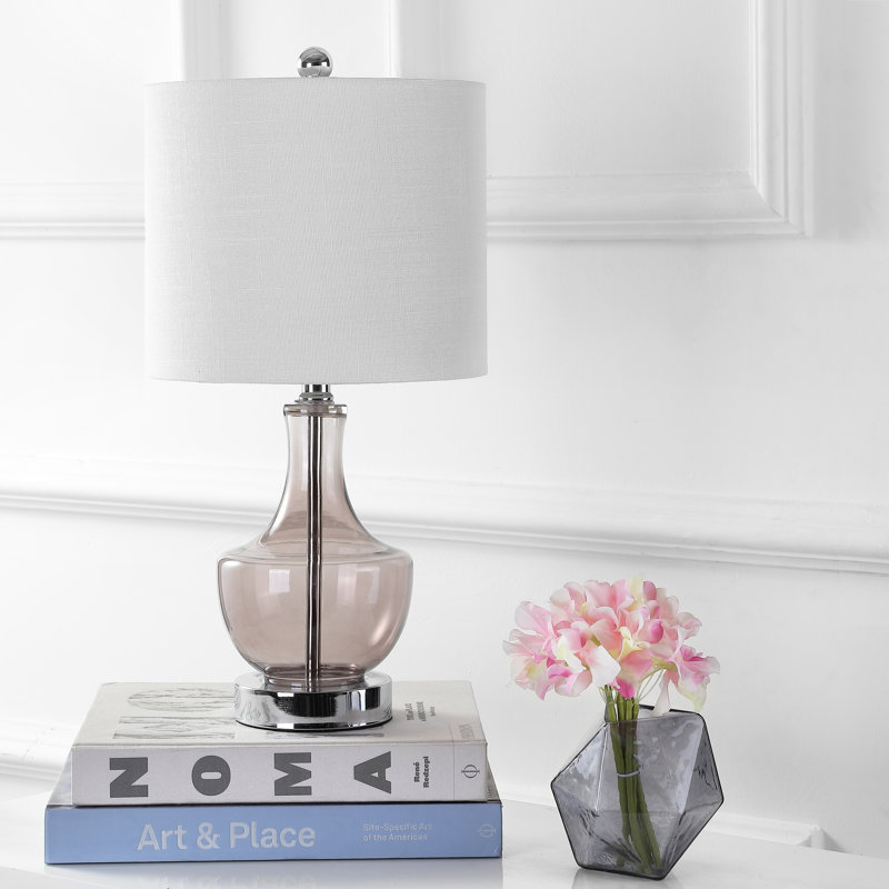 Alper 20" Mini Glass LED Table Lamp, Smoke Gray
