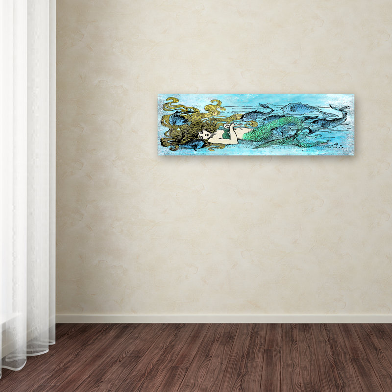Mermaid under the sea, reproduction d’art graphique sur toile tendue, H 16 po x l 47 po x P 2 po
