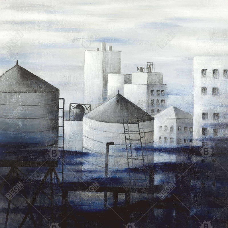 " Gray City With Blue Clouds "