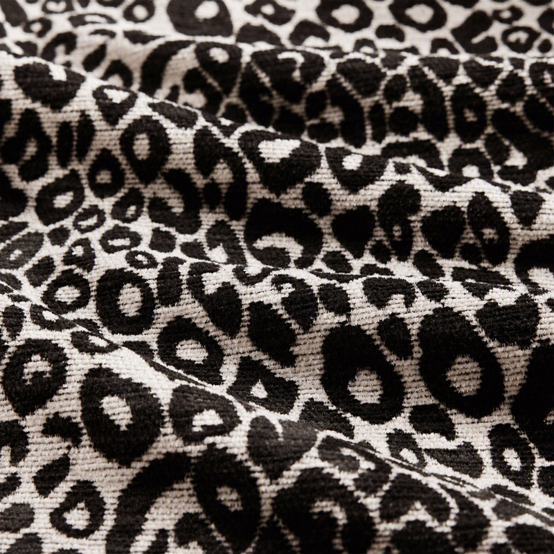 Canapé sans accoudoirs en chenille léopard avec 1 coussin, Black