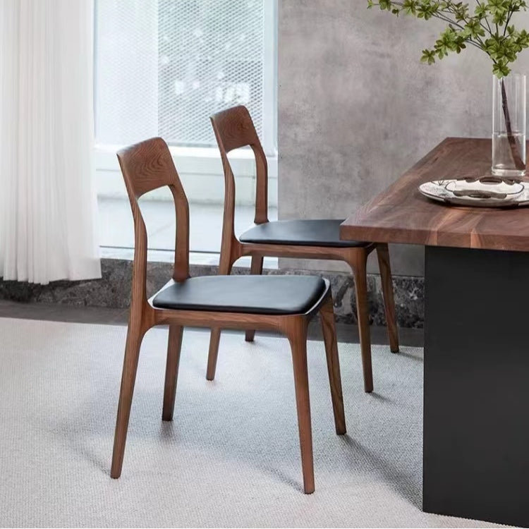45cm H Leather Match Upholstered Stacking Armchair in Black, Dark Oak