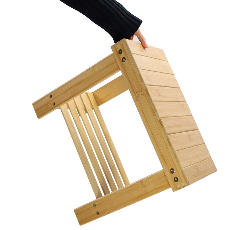 Marchepied en bambou avec banc de douche avec rangement et tabouret à pieds pour salle de bain, salon, chambre à coucher, couleur naturelle