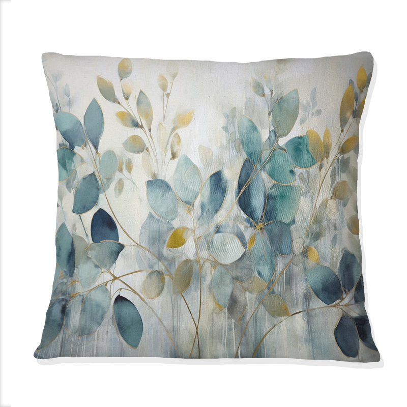 Coussin Blue Botanical Rhythms II - Abstract Botanicals, 16" x 16"